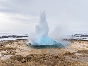 The geothermal area Haukadalur part of the touristic route Golden Circle during winter The geothermal area Haukadalur part of the touristic route Golden Circle during winter
