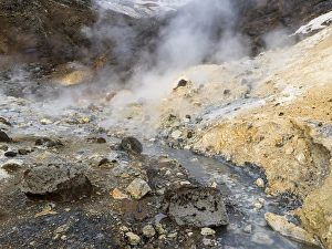 Geothermal area Seltun heated by the vulcano Krysuvik on Reykjanes peninsula during winter Geothermal area Seltun heated by the vulcano Krysuvik on Reykjanes peninsula during winter
