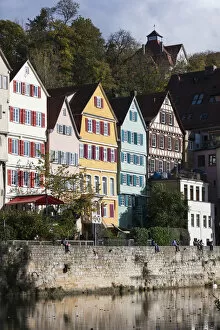 Images Dated 21st October 2014: Germany, Baden-Wurttemburg, Tubingen, old town buildings along the Neckar River