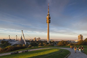 Germany, Bavaria, Munich, Olympic Park, Olympia Tower, sunset, fall Germany, Bavaria, Munich, Olympic Park, Olympia Tower, sunset, fall