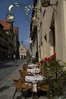 Germany, Franconia, Rothenburg. Typical street scene of historic downtown Rothenburg