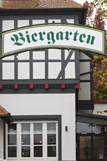 Germany, Rheinland-Pfalz, Speyer, Biergarten sign Germany, Rheinland-Pfalz, Speyer, Biergarten sign