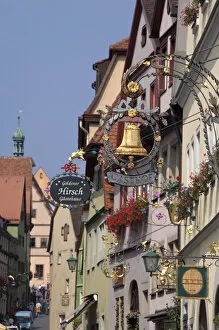 Germany, Rothenburg. Typical street scene in historic Plonlein area (Little Square)