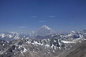 Gliders Racing in FAI World Sailplane Grand Prix, Andes Mountains, Chile, (and at right Aconcagua 6)
