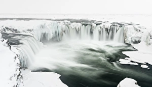 Godafoss one of the iconic waterfalls of Iceland during winter. europe, northern europe Godafoss one of the iconic waterfalls of Iceland during winter. europe, northern europe