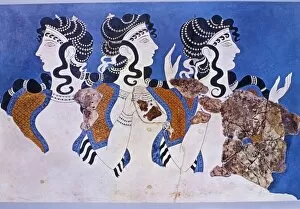 Art Work Collection: Greece, Crete, Knossos Minoan Palace, Three Women frieze