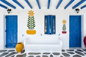 Jim Nilsen Gallery: Greece, Mykonos. Colorful house exterior. Credit as: Jim Nilsen / Jaynes Gallery / DanitaDelimont
