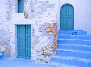 Jim Nilsen Gallery: Greece, Symi. Blue doors and stairway of house