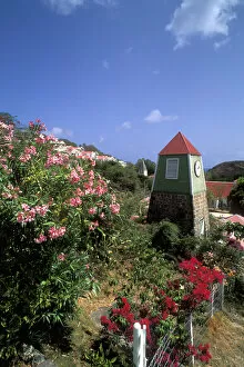 Images Dated 15th December 2004: Green clocktower Le Vieux Clocher Port Gustavia St Barths