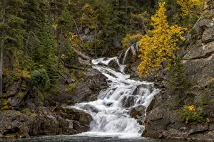 Gros Ventre Falls in autumn, Glacier National Park, Montana, USA Gros Ventre Falls in autumn, Glacier National Park, Montana, USA