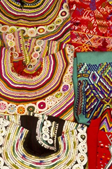 Guatemala: Antigua, detail of blouses called huipiles for sale, August Guatemala: Antigua, detail of blouses called huipiles for sale, August