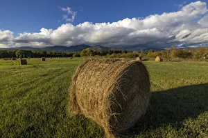 Hay bales with Big Mountain in Whitefish, Montana, USA Hay bales with Big Mountain in Whitefish, Montana, USA