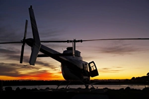 Heliview Helicopter at Dawn, Port Taranaki, New Plymouth, Taranaki, North Island Heliview Helicopter at Dawn, Port Taranaki, New Plymouth, Taranaki, North Island