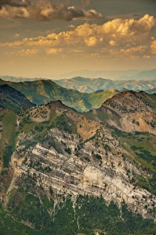 Hellgate Cliffs from top of Snowbird Tram, Geology, Little Cottonwood Canyon, near Alta and SLC Hellgate Cliffs from top of Snowbird Tram, Geology, Little Cottonwood Canyon, near Alta and SLC