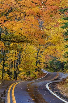 Highway 41 covered roadway in autumn near Copper Harbor in the Upper Peninsula of Michigan Highway 41 covered roadway in autumn near Copper Harbor in the Upper Peninsula of Michigan