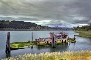 Historic shipwreck, Mary D. Hume, a National Register of Historic Places, Gold Beach, Oregon