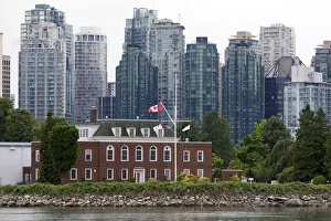 HMCS Discovery naval station/museum located on Deadmans Island in Coal Harbour at Vancouver HMCS Discovery naval station/museum located on Deadmans Island in Coal Harbour at Vancouver