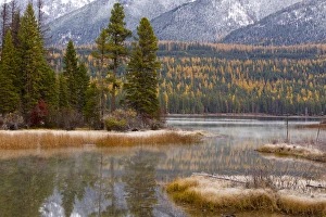 Holland Lake in autumn in the swan Mountains of the Lolo National Forest, Montana, USA Holland Lake in autumn in the swan Mountains of the Lolo National Forest, Montana, USA