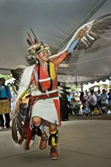 Images Dated 1st July 2006: Hopi eagle dancer, Alrye Polequaptwa, dressed in traditional regalia of woven apron
