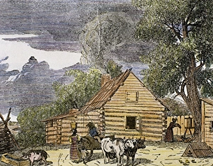 Hut. Virginia, 1848. United States. Engraving Hut. Virginia, 1848. United States. Engraving