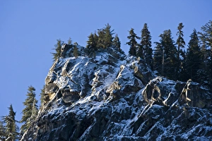 Ice and snow covered granite & pine trees at the top edge of Yosemite valley - Yosemite Ice and snow covered granite & pine trees at the top edge of Yosemite valley - Yosemite