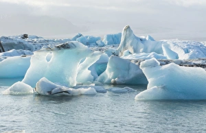 Vatnajokull National Park Gallery: Iceland Jokulsarlon glaciers and icebergs on lake lagoon on edge of Vatnajokull National