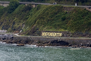 Independentzia painted on a rock wall by Basque separatists across the harbor from Ondarroa Independentzia painted on a rock wall by Basque separatists across the harbor from Ondarroa