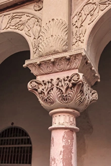 India, Rajasthan, Bikaner, Junagarh Fort, Detail of carving on column India, Rajasthan, Bikaner, Junagarh Fort, Detail of carving on column