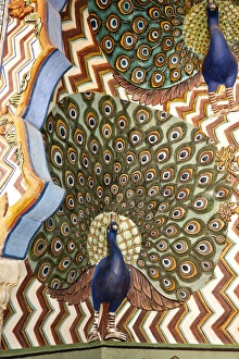 India, Rajasthan, Jaipur, City Palace, Detail of wall paintings India, Rajasthan, Jaipur, City Palace, Detail of wall paintings