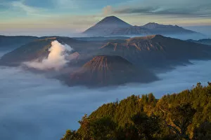 Images Dated 20th August 2014: Indonesia, East Java. Overview of Mt. Bromo and Mt