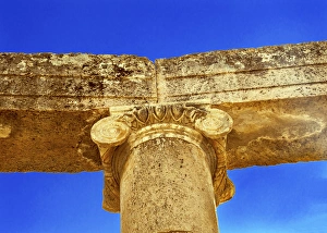 Ionic Coumn Oval Plaza Ancient Roman City Jerash Jordan. Jerash came to power 300 BC to 100 AD Ionic Coumn Oval Plaza Ancient Roman City Jerash Jordan. Jerash came to power 300 BC to 100 AD