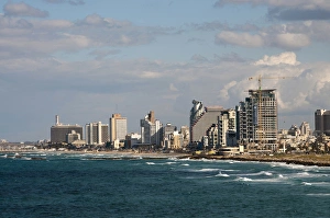 Israel, Jaffe, beachfront highrises of Tel Aviv taken from Summit Park Israel, Jaffe, beachfront highrises of Tel Aviv taken from Summit Park