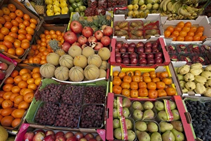 Israel, Tel Aviv a variety of fruit for sale at a fruit market Israel, Tel Aviv a variety of fruit for sale at a fruit market