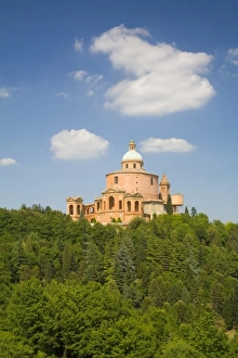 Italy, Bologna, Sunny Day with Portico di San Luca, Bologna, Italy Italy, Bologna, Sunny Day with Portico di San Luca, Bologna, Italy
