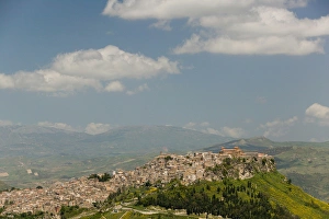 Italy, Sicily, Enna Area, Calascibetta, View of Hilltop Town Italy, Sicily, Enna Area, Calascibetta, View of Hilltop Town