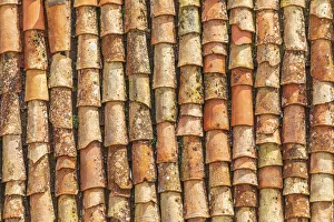 Italy, Sicily, Palermo Province, Gangi. Terracotta roof tiles in the town of Gangi in the Italy, Sicily, Palermo Province, Gangi. Terracotta roof tiles in the town of Gangi in the