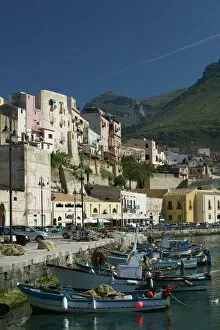 Hillside Gallery: Italy, Sicily, Scopello, Castellamare del Golfo, Town View from Port