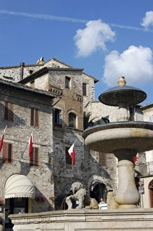 Italy, Umbria, Assisi. Fountain in Piazza del Comune Italy, Umbria, Assisi. Fountain in Piazza del Comune