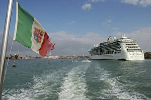 Italy, Venice. Royal Caribbean cruise ship entering the Grand Canal Italy, Venice. Royal Caribbean cruise ship entering the Grand Canal
