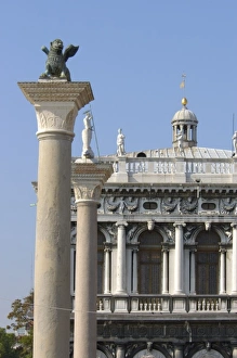 Italy, Venice, winged lion statue and buildings along main dock area Italy, Venice, winged lion statue and buildings along main dock area