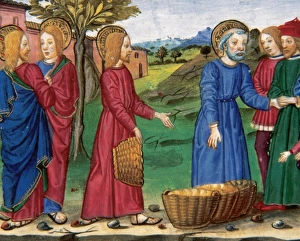 Jesus took five loaves and two fish and gives them to 500 people saying: eat your fill Jesus took five loaves and two fish and gives them to 500 people saying: eat your fill