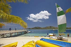 Jetty, boats and hobie cat, Plantation Island Resort, Malolo Lailai Island, Mamanuca Islands Jetty, boats and hobie cat, Plantation Island Resort, Malolo Lailai Island, Mamanuca Islands