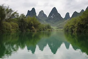Karst hills with Longjiang River, Yizhou, Guangxi Province, China Karst hills with Longjiang River, Yizhou, Guangxi Province, China