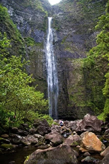 Images Dated 7th April 2008: Kauai, Hawaii. The Hanakapiai Falls is a great stop for those wishing to only hike