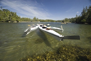 Kayak Fleet at Rest During Late Afternoon at Skull Cove, Bramham Island, British Columbia