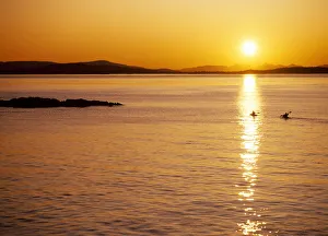 Kayaking Gallery: Kayakers at sunset, San Juan Island, Washington State, USA