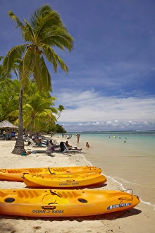 Kayaks and beach, Shangri-La Fijian Resort, Yanuca Island, Coral Coast, Viti Levu Kayaks and beach, Shangri-La Fijian Resort, Yanuca Island, Coral Coast, Viti Levu