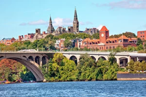 Images Dated 29th September 2012: Key Bridge Potomac River Georgetown University Washington DC from Roosevelt Island