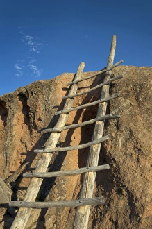 A ladder leading to a rock overlook at the Tsankawi section of Bandalier National Monument A ladder leading to a rock overlook at the Tsankawi section of Bandalier National Monument