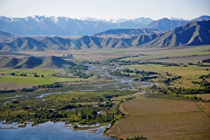 Lake Benmore and Ahuriri River, Waitaki Valley, North Otago, South Island, New Zealand Lake Benmore and Ahuriri River, Waitaki Valley, North Otago, South Island, New Zealand